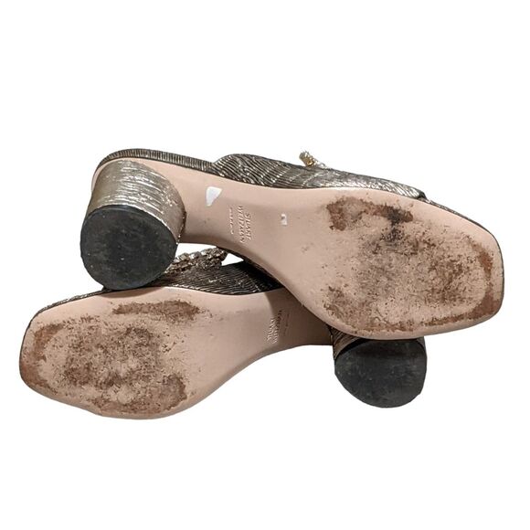 Stuart Weitzman Theone jeweled slides in silver metallic sized 6.5M - Picture 9 of 12